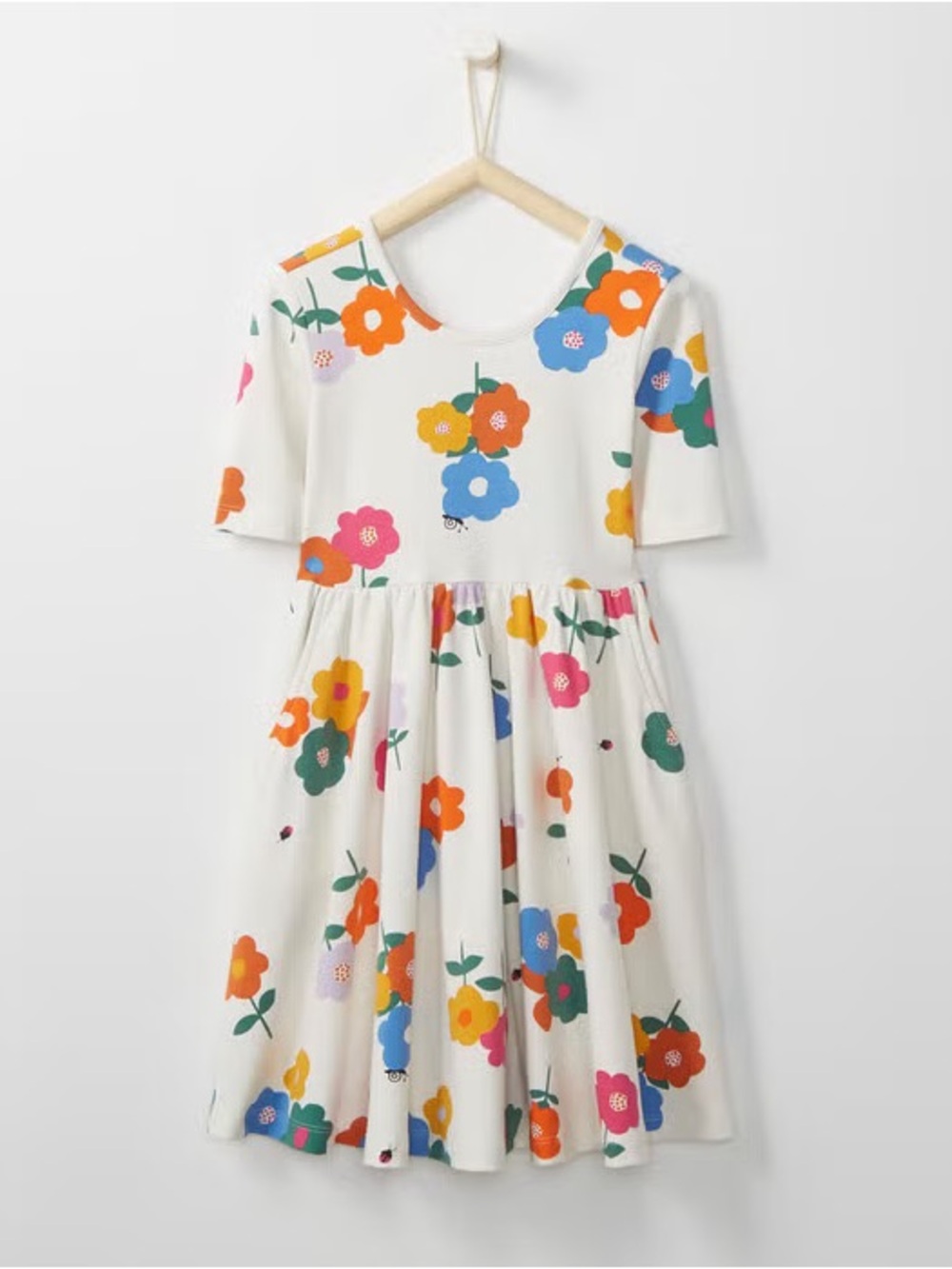 Hanna Andersson White Super Twirl Dress with Bright Floral Print